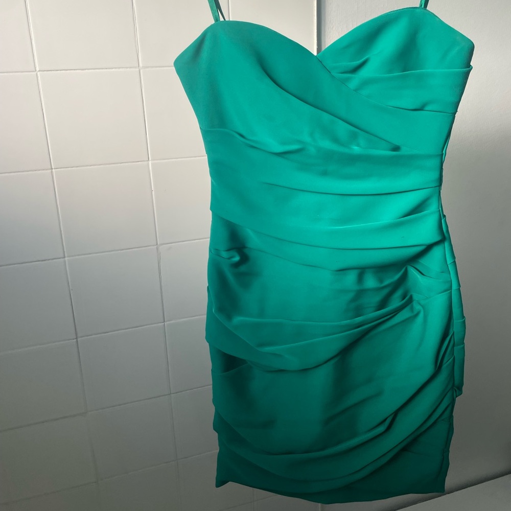 BCBGMaxazria Strapless Emerald Mini Dress